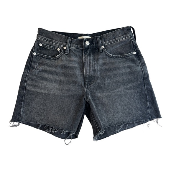 Madewell Pants - Madewell Black Relaxed Mid Length Distressed Frayed Hem Womens Size 26 Denim